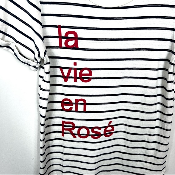 Anthropologie Sol Angeles Sz Small Striped La Vie en Rose T-Shirt Nautical - Picture 2 of 5
